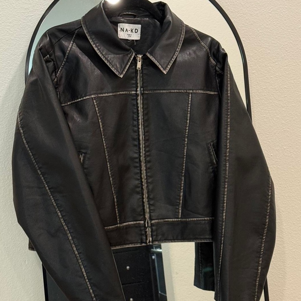 NA-KD Distressed Leather Women's Jacket